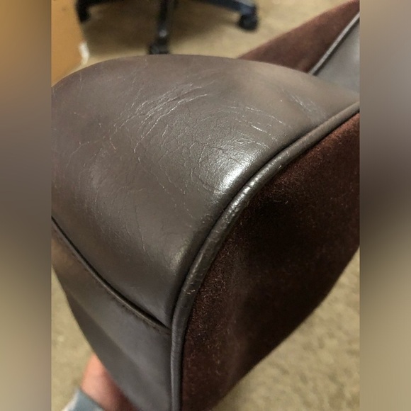 Authentic GUCCI Bamboo Hand Bag Suede 2way Dark Brown + COA - Picture 9 of 12